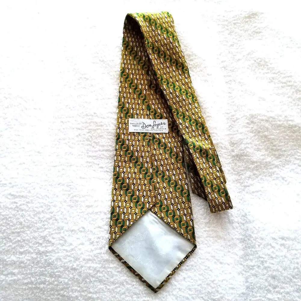 Vintage 50s Don Loper Golden Green Stripe Tie 59